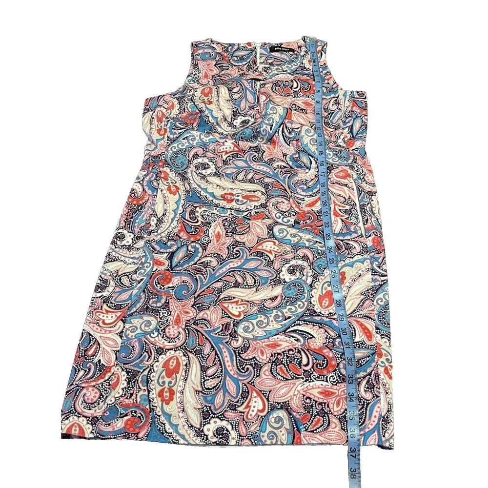 NINE WEST Pink Multicolor Paisley Poplin Keyhole Sheath Dress Size 10 - Picture 7 of 16